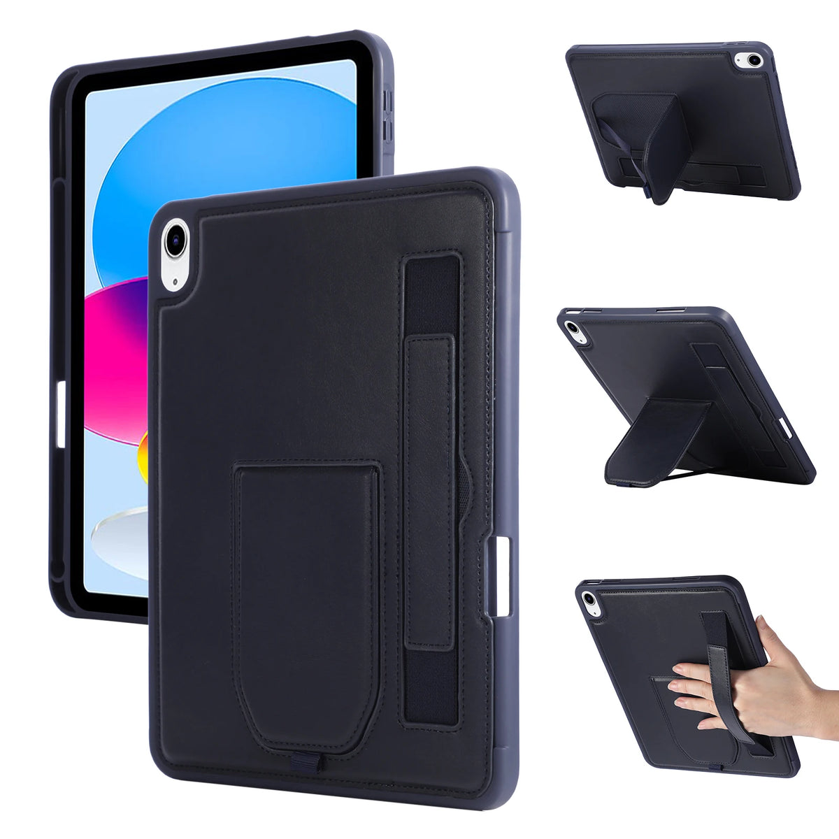 Luxury Leather Case For iPad A16 11th 10th Pro 11 12.9 Air 4 5 6 13 MINI 6 7 10.2 7th 8th 9th 9.7 5th 6th Wrist Band Stand Cover