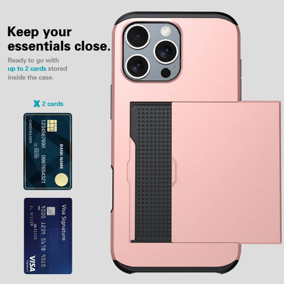 Push Pull Wallet Card Slot Solid Color Shockproof Phone Case For iPhone 16 Pro Max 14 11 12 13 15 Pro Max Mini Bumper Back Cover