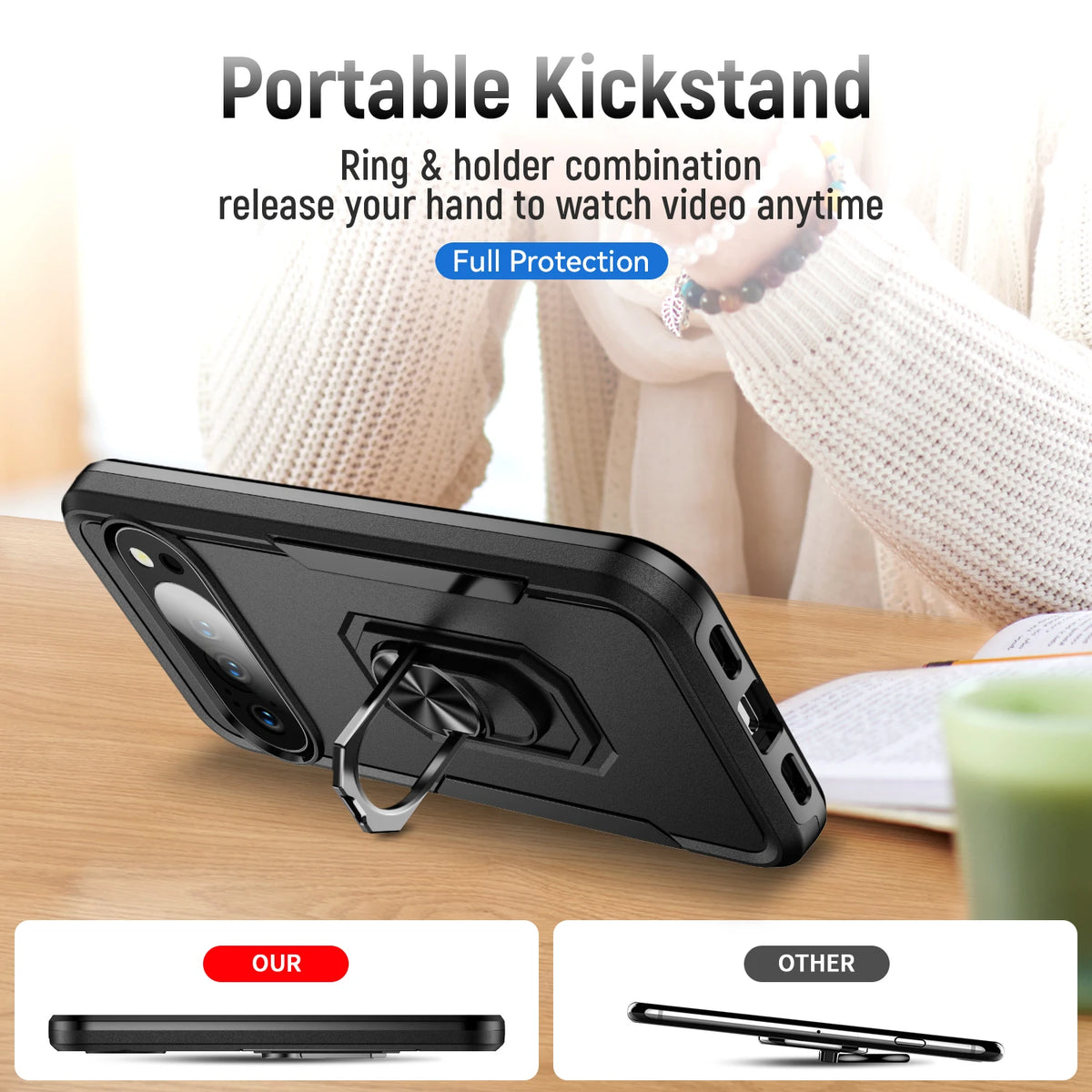 Magnetic Metal Ring Holder Armor Cover Shockproof Phone Cases For Google Pixel 11 10 9 8 7 6 Pro XL 10A 9A 8A 7A 6A Plastic Case