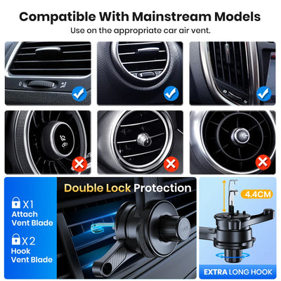 TOPK Enhanced Air Vent Car Phone Mount Holder -Hands-Free Phone Holder with Adjustable Clamp Cradle,Phones,Durable ABS Material