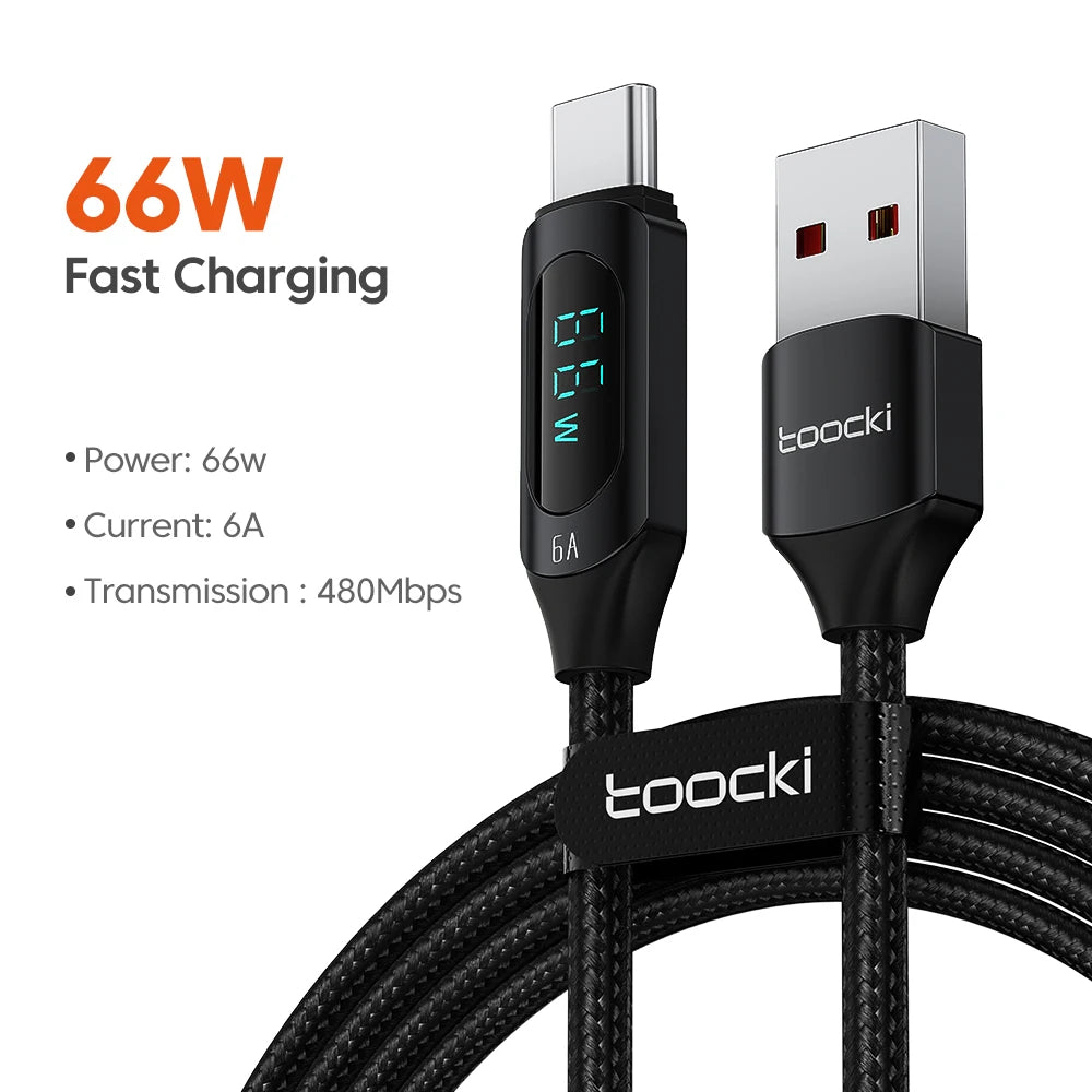 Toocki Type C to Type C Cable 100W PD Fast Charging Charger USB C to USB C Display Cable For iPhone Samsung Huawei OPPO ViVO