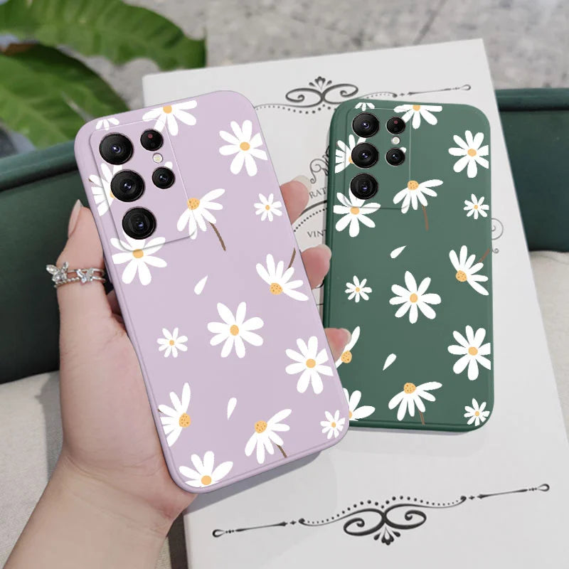 Plain Daisies Phone Case For Samsung Galaxy S24 S23 S22 S21 S20 Ultra Plus FE S10 S9 S10E Note 20 Ultra 10 9 Plus Cover