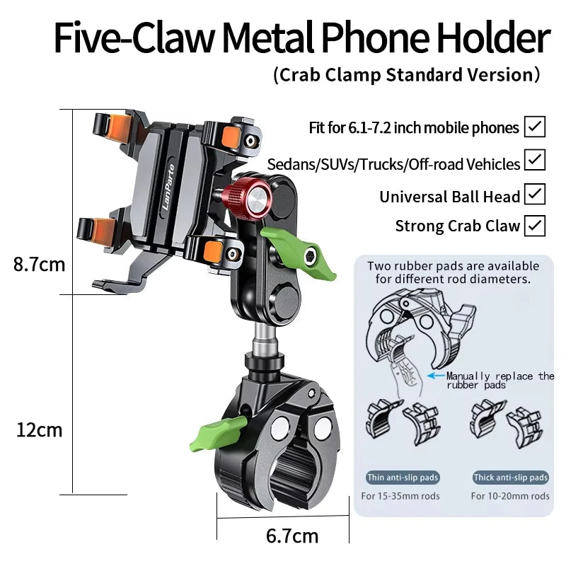 Universal Metal Car Phone Mount, 360° Rotation for Windshield/Dashboard, Suction Cup Holder for IPhone Samsung All Smartphones