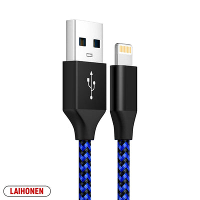1m 2m 3m Fast Charging USB Cable for iPhone 11 12 13 14 Pro XS Max XR X 6S 7 8 Plus SE Nylon Braided Wire USB Charger Data Cable