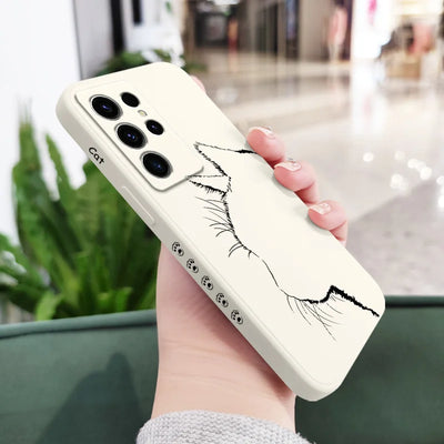 Cute Pretty Cat Phone Case For Samsung Galaxy S25FE S24 S23 S22 S21 S20 S10 S10E Ultra Plus FE Note 20 Ultra 10 Plus Cover
