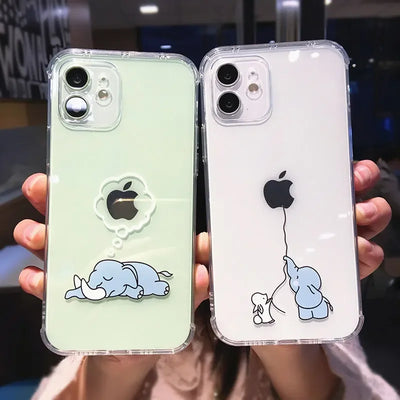 Creative Elephant Lion Animal Phone Case For iPhone 17 16 15 13 11 12 14 Pro Max Mini 7 8 Plus Dog Clear Shockproof Soft Covers