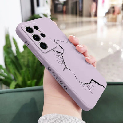Cute Pretty Cat Phone Case For Samsung Galaxy S25FE S24 S23 S22 S21 S20 S10 S10E Ultra Plus FE Note 20 Ultra 10 Plus Cover