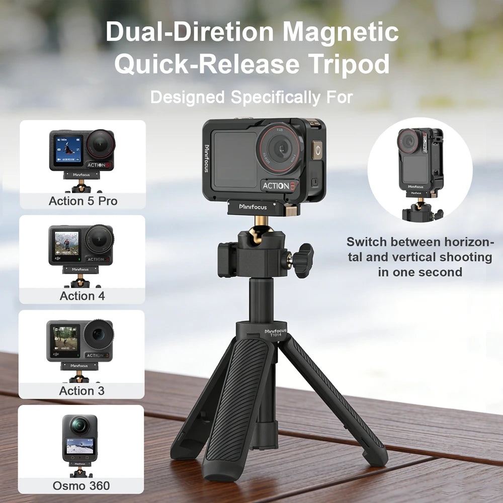 Mini Extension Tripod with Magnetic Quick Release For DJI Osmo Action 5 Pro/4/3, Osmo 360, 2-in-1 Extendable Selfie Stick Tripod