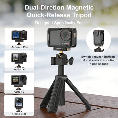 Mini Extension Tripod with Magnetic Quick Release For DJI Osmo Action 5 Pro/4/3, Osmo 360, 2-in-1 Extendable Selfie Stick Tripod