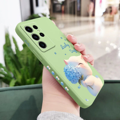 Blue Silk Cat Phone Case For Samsung Galaxy S25 FE S24 S23 S22 S21 S20 S10 S10E Ultra Plus FE Note 20 Ultra Plus Cover