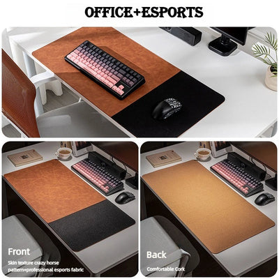 3in1 Large Mouse Pad Double Sided Leather Cork Waterproof Gaming Office Desk Mat Non Slip Computer Desk Pad Accessories Mousepad