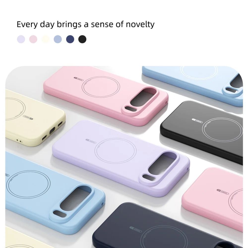 for Magsafe Matte Soft Liquid Silicone Case for Google Pixel 10 9 11 Pro XL 10A Magnetic Wireless Charging Shockproof Slim Cover