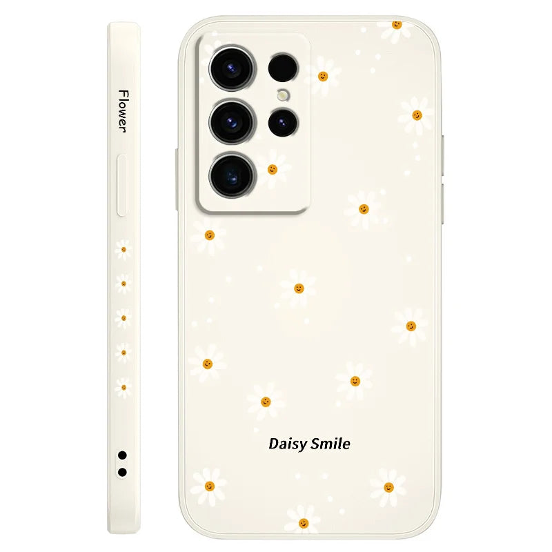 Smiling Daisy Phone Case For Samsung Galaxy S25 S24 S23 S22 S21 S20 S10 S10E Ultra Plus FE Note 20 Ultra Plus Cover