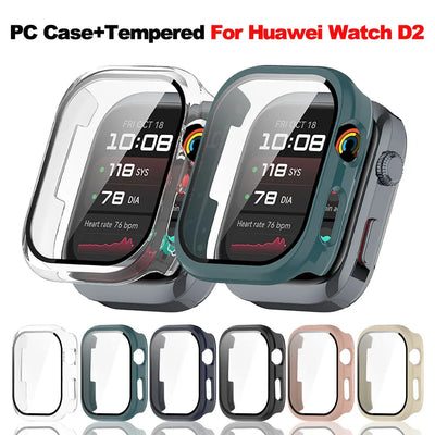 PC Case for Huawei Watch D2 Tempered Glass Screen Protector Hard Protective Bumper For Huawei Watch D2 Cover Smart Accessories