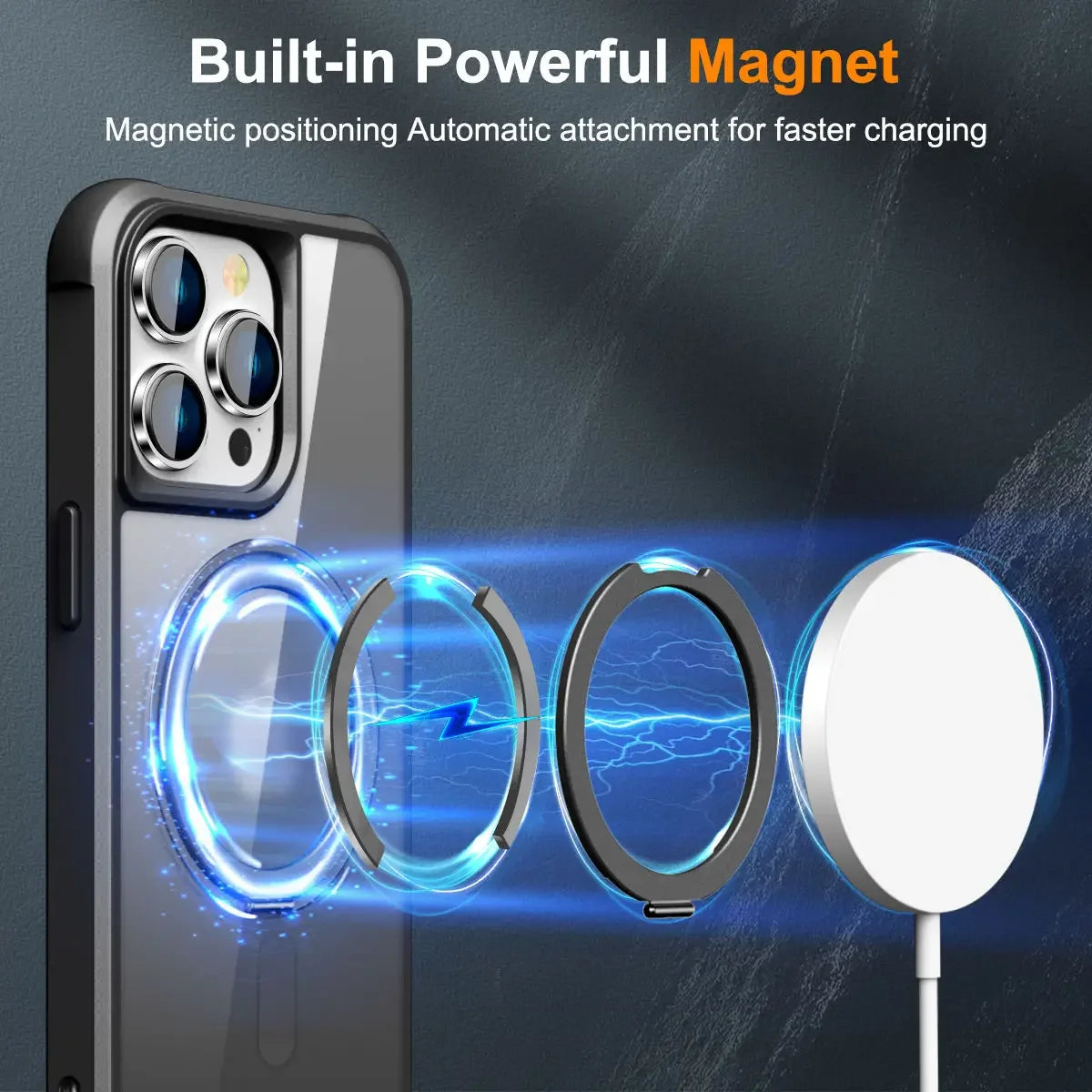 for iPhone 16 15 14 13 12 11 Pro Max Case with 360° Rotatable Magnetic Ring[Compatible with Mag-safe][Invisible Kickstand] Cover