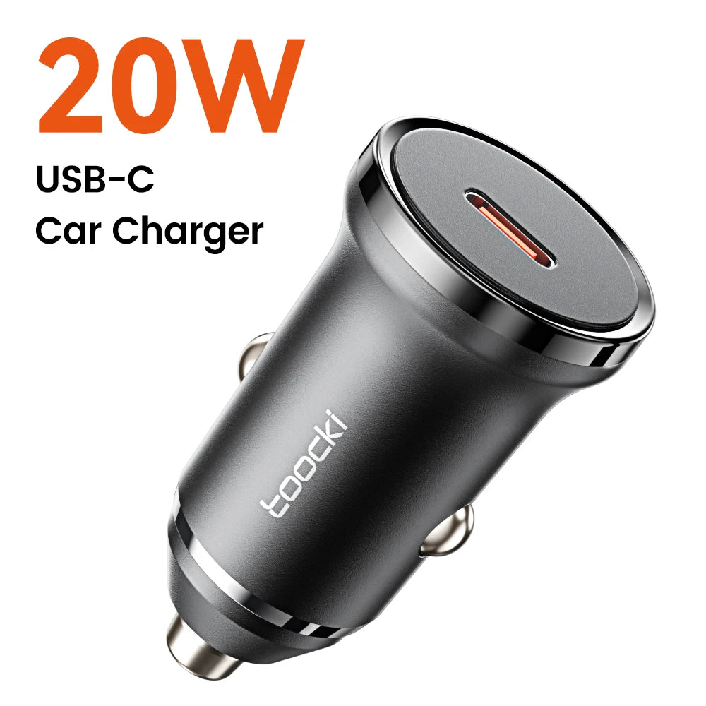 Toocki 30W Car Charger Fast Charing USB Type C PD QC3.0 For iPhone Smausng Xiaomi Huawei Honor Realme USB C Car Phone Charger