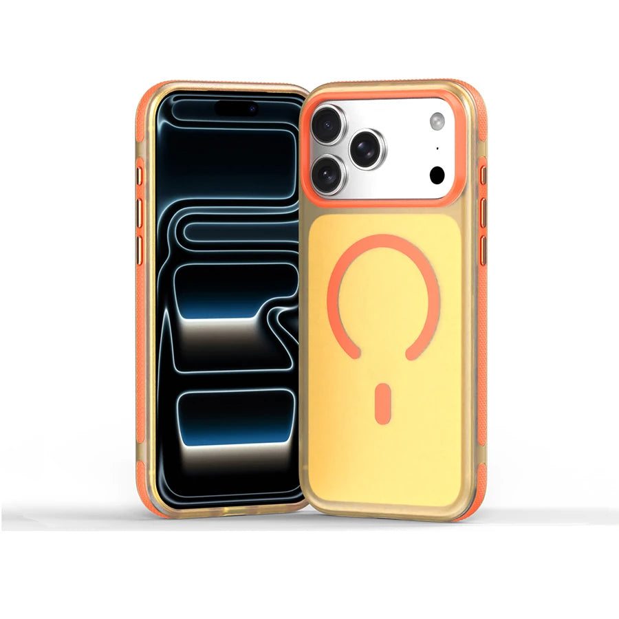 Dopamine Color Block Magnetic Phone Case for iPhone 17/17 Pro Max,16 Pro, 15 14, 13 Translucent Matte Full-Coverage Shockproof Cover with Raised Camera Protection, Compatible with MagSafe Wireless Charging