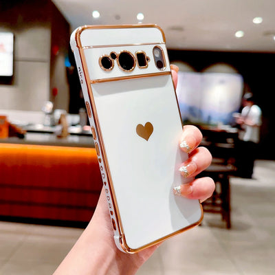 Plating TPU Case For Google Pixel 10 9 8 Pro XL 7A 8A 8Pro 9Pro For Pixel 9 8 Pro XL 8A Full Protective Soft Cover Love Heart