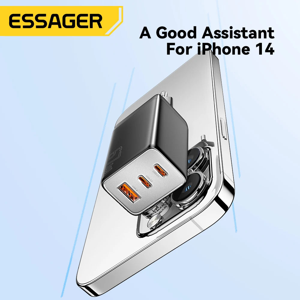 Essager 67W GaN USB Type C Charger PPS 65W Fast Charge For Samsung QC 4.0 PD 3.0 iPhone 15 14 13 Pro Huawei Phone Laptop Chagers