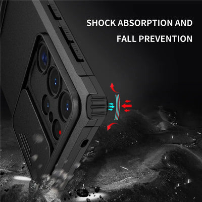 Shockproof Armor Funda For Samsung Galaxy S20 FE S21 S22 S23 S24 Plus Note 20 S25 Edge S26 Ultra 5G Slide Lens Protect Case