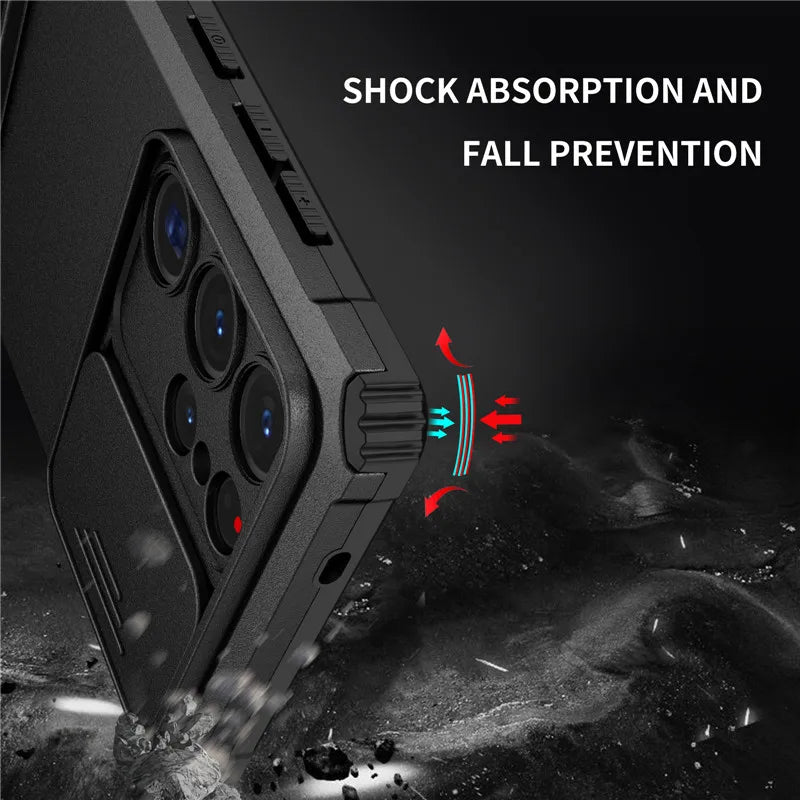 Shockproof Armor Funda For Samsung Galaxy S20 FE S21 S22 S23 S24 Plus Note 20 S25 Edge S26 Ultra 5G Slide Lens Protect Case