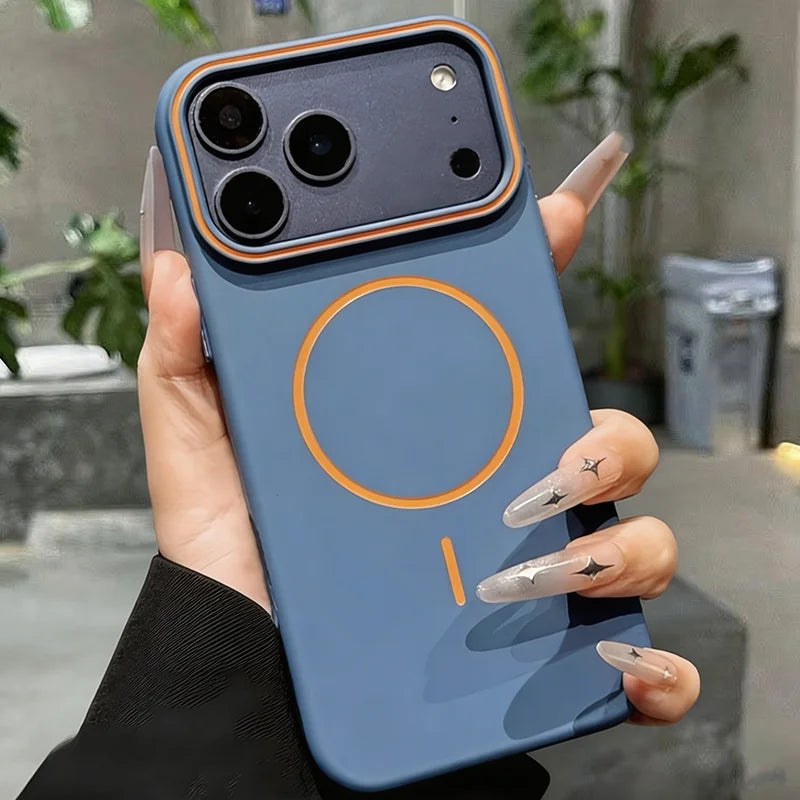 Luxury Simple Magnetic Matte Soft Phone Case For iPhone 18 17 16 15 14 13 Pro Max For MagSafe Wireless Charging Shockproof Cover