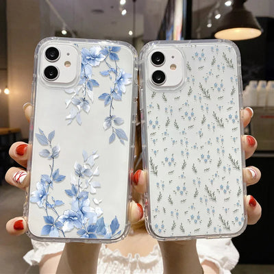 Flower Phone Case For iPhone 17 Case iPhone 15 13 14 18 11 12 16 Pro Max 7 8 Plus 13 Mini XR SE Soft Silicone Transparent Cover