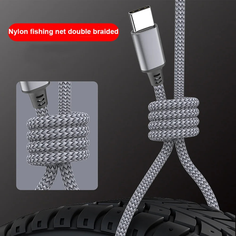 60W Type C To Type C Fast Charge Cable Universal Extended Nylon Braided 1M 2M 3M 5M 8M For Samsung Xiaomi Oneplus PD Data Cord
