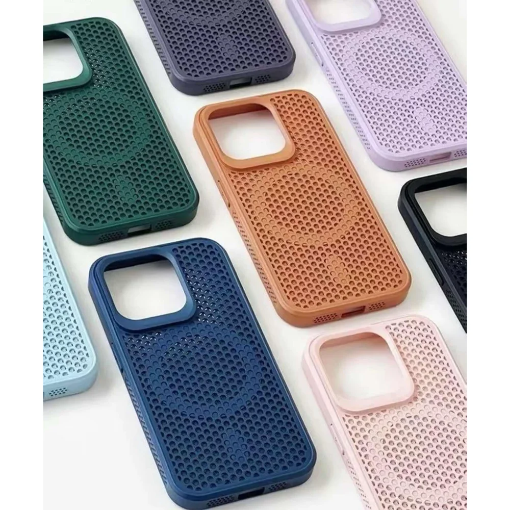 Honeycomb Cooling Heat Dissipation Phone Case For iPhone 17 16 15 14 13 12 18 Pro Max  11 For Magsafe Magnetic Breathable Cover