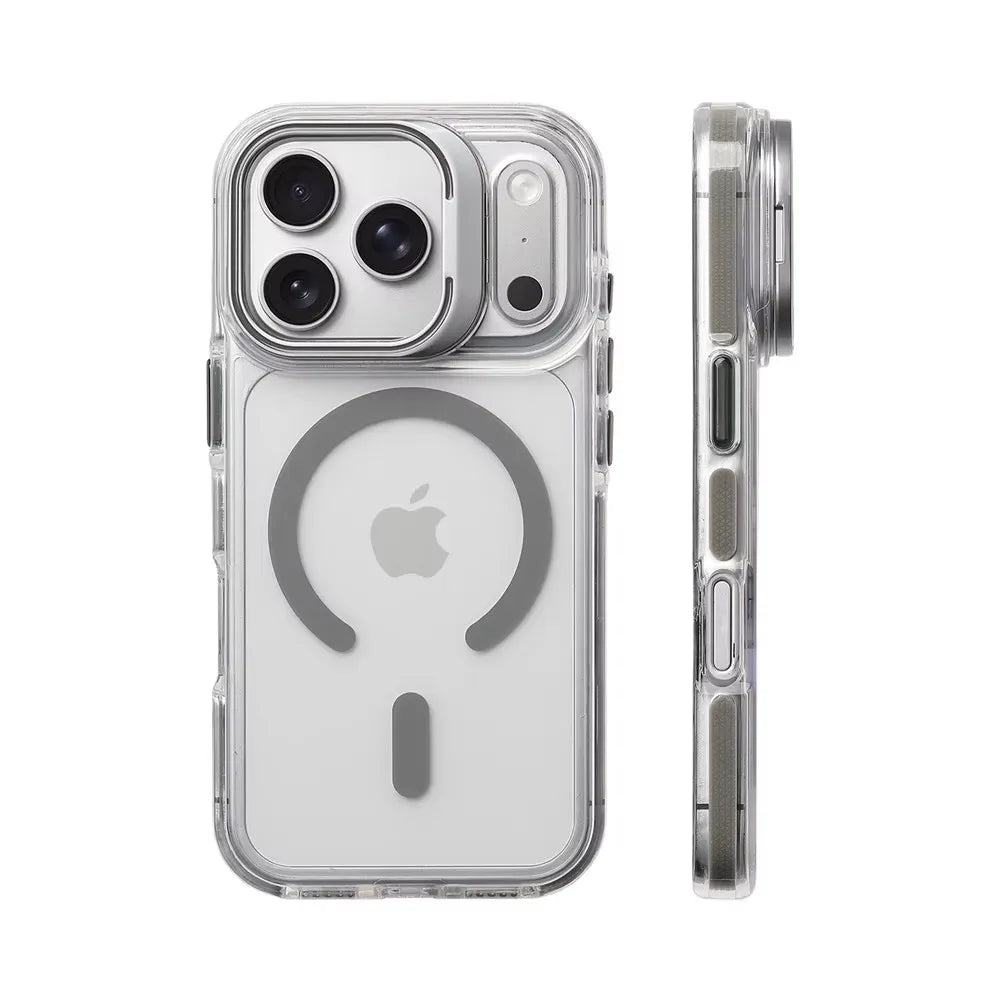 For MagSafe Clear Kickstand Case for iPhone 18 17Pro Max 17Air 16 15 14 13 12 Magnetic Shockproof Transparent Camera Stand Cover