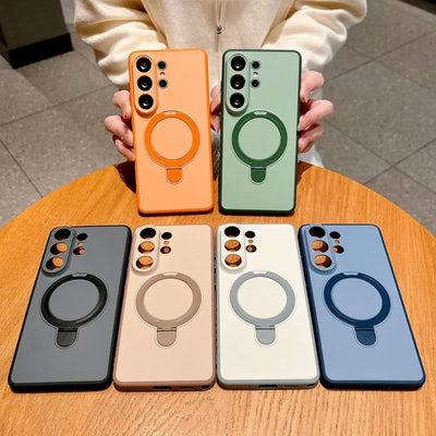 Matte for Magsafe Bracket Case for Samsung Galaxy S26 Ultra S25 S24 S23 Plus S22 A57 A36 A16 A37 Magnetic Holder Stand Cover