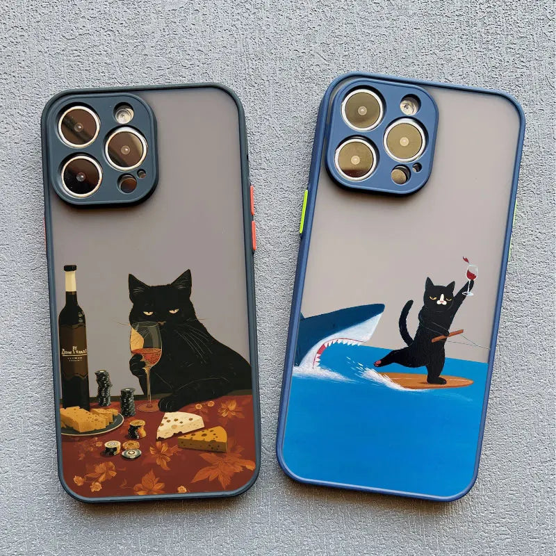Funny Cat Daily Life Phone Case For iPhone 16 17 Pro Max Cases 11 12 14 Pro Max Mini 13 15 Plus XR Shockproof Back Covers