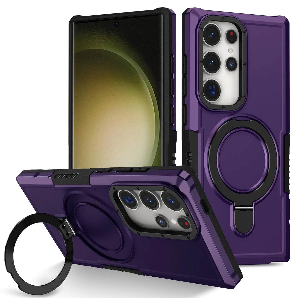 Luxury Armor Case for Samsung Galaxy S26 S25 S24 S23 S22 S21 S20 Note 20 Ultra Plus FE F12 Ring Holder Slide Lens Stand Cover