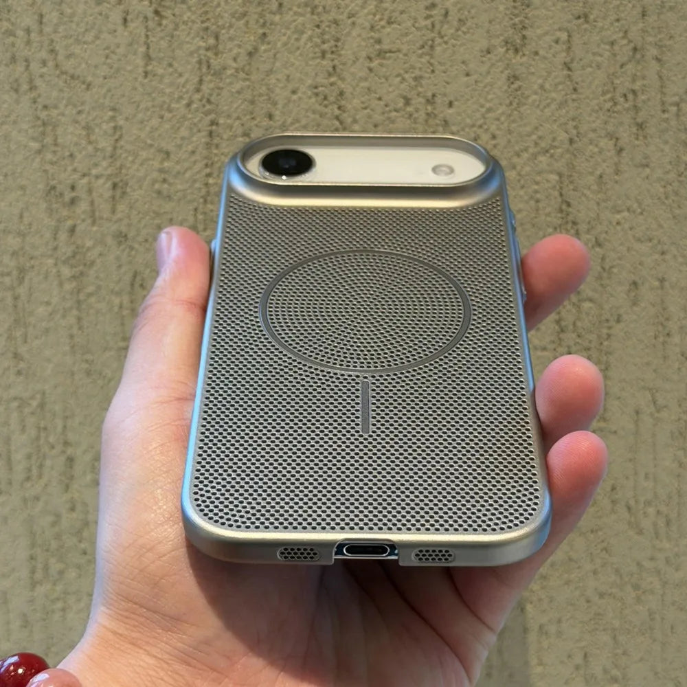 Metallic Heat Dissipation Mesh For Magsafe Magnetic Case For iPhone 17 Air 16 15 14 Plus 13 12 11 Pro Max Hard Thin Skin Cover