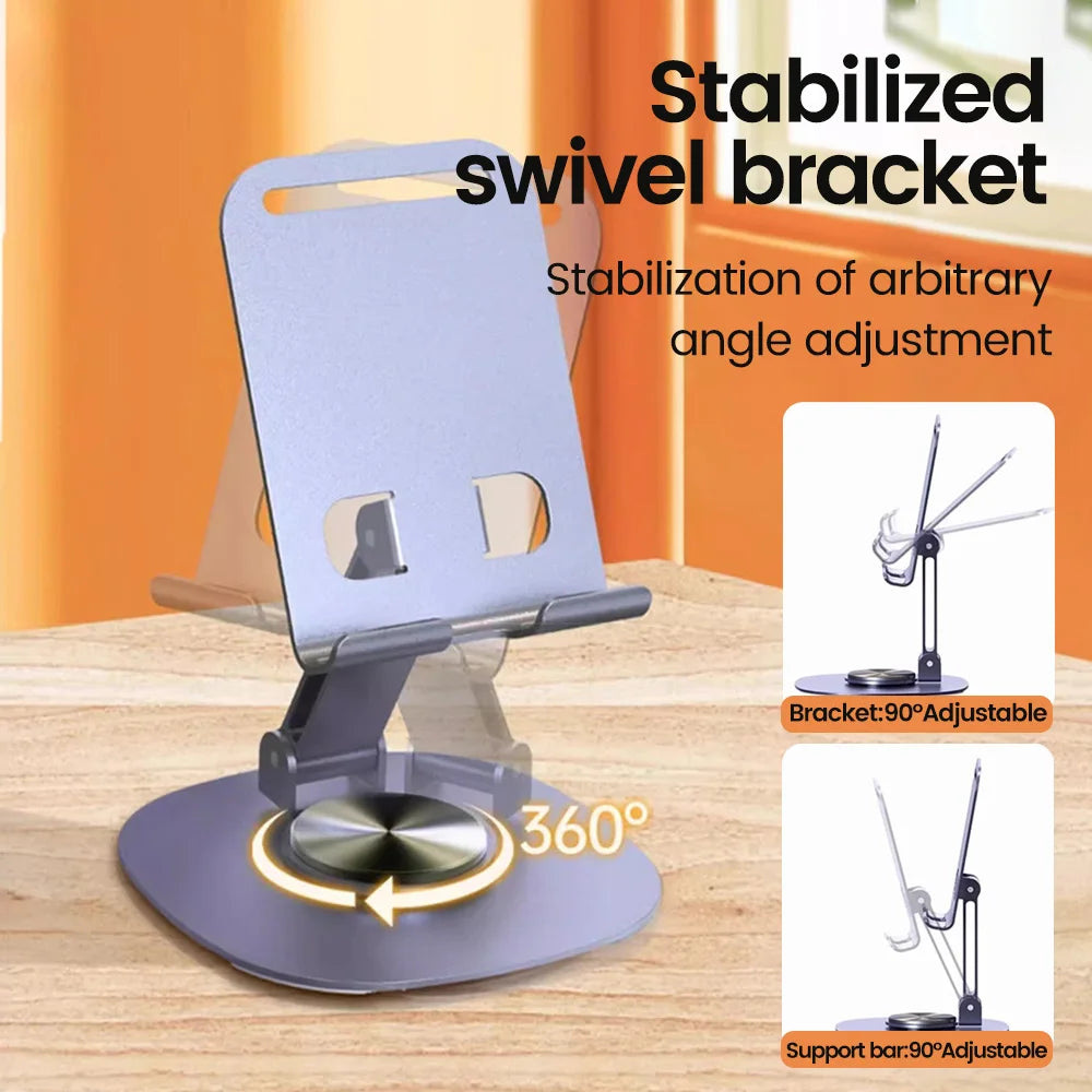 Foldable Mobile Phone Stand 360 Rotation Desktop Holder For iPad iPhone 15 14 13 Pro Samsung Tablet Cell Phone Portable Bracket