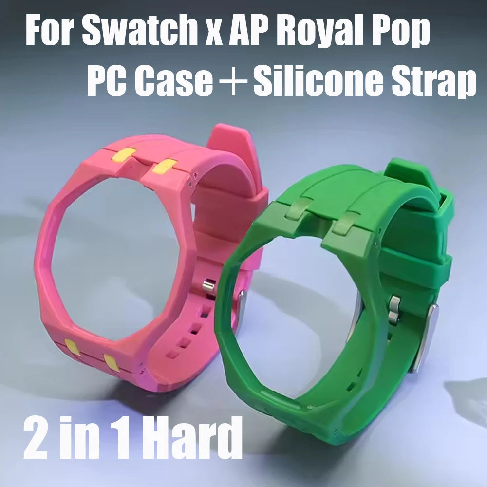 PC Case+Silicone Strap for Swatch X AP Royal Pop Pocket Watch Changer To Wristwatch Integrated Modification Accessories Bracelet