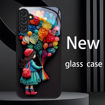 Ginkgo Leaf Tempered Glass Phone Case For Samsung A57 5G A56 S25 S26 Ultra S24 S23 Plus A37 A17 A55 A54 A53 A36 A26 Cases Cover