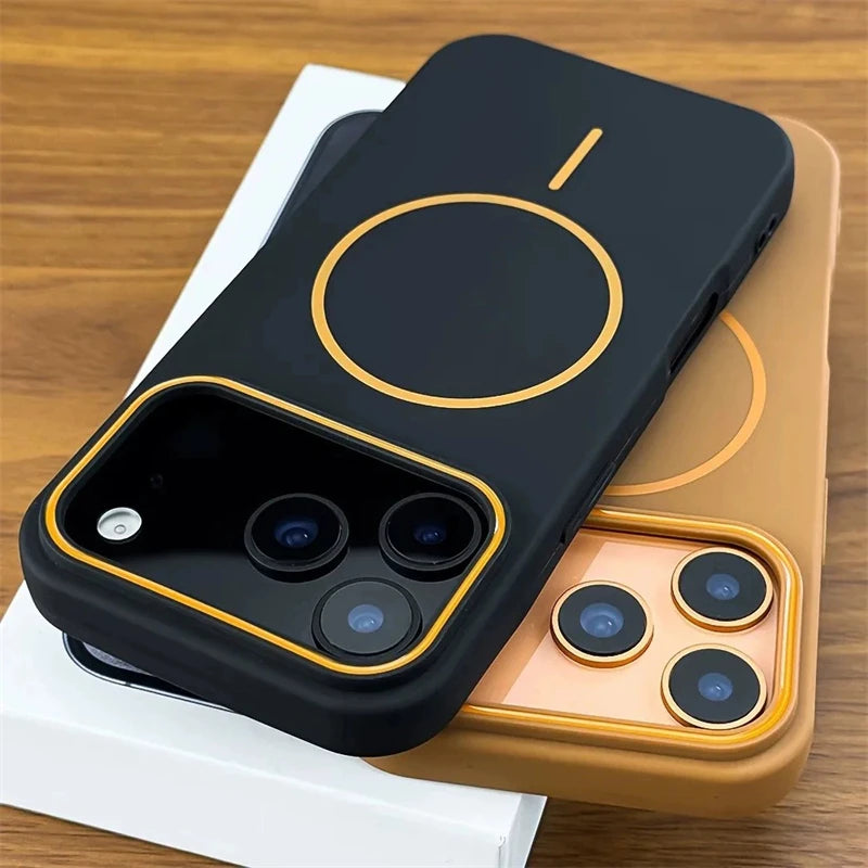 Luxury Matte Magnetic For Magsafe Wireless Charge Soft TPU Case For iPhone 18 17 16 15 14Plus 13 12 11 Pro Max Air Silicon Cover