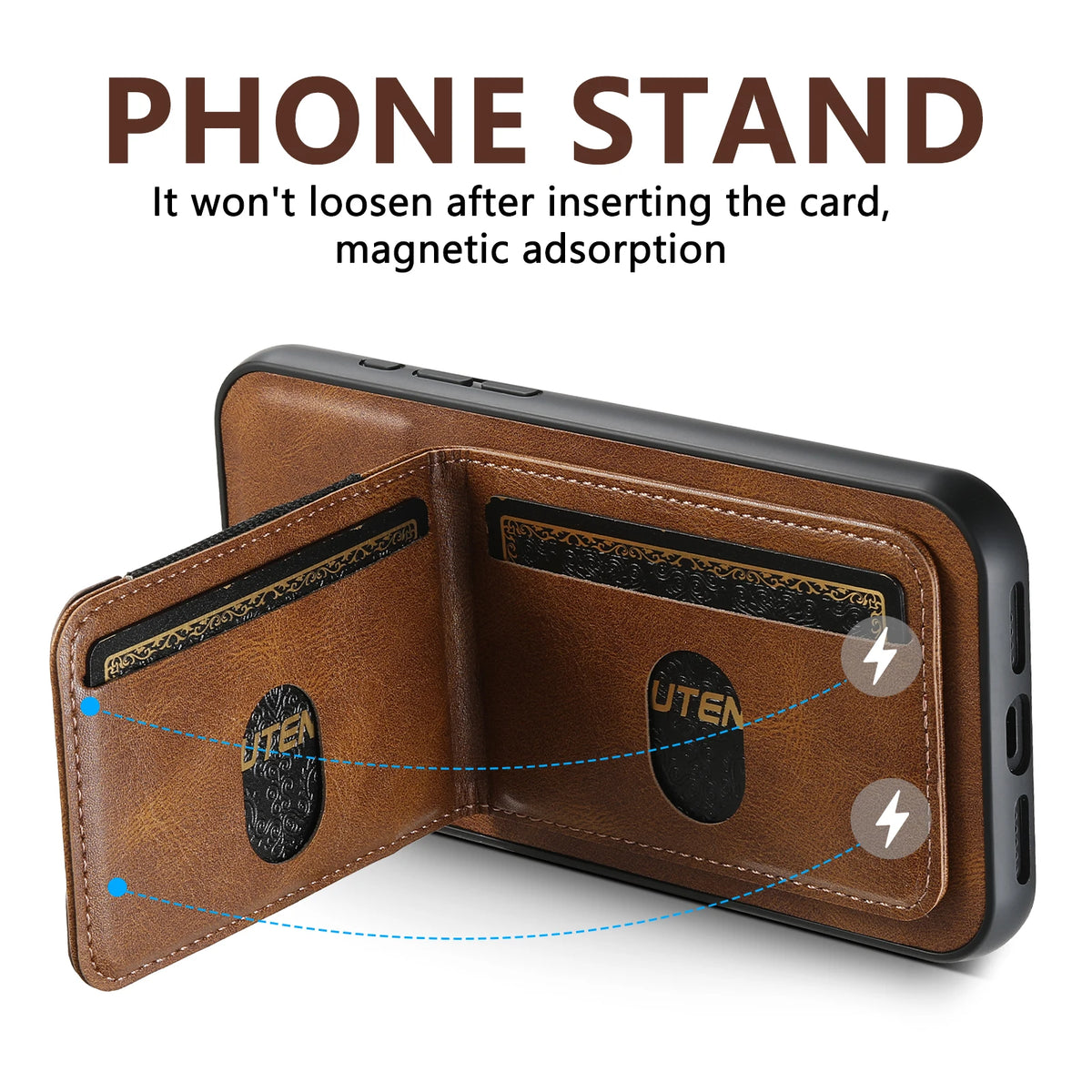 SUTENI Card Holder Smooth Texture Phone Case Elastic Band Luxury Faux Leather Stand For iPhone 18 Pro Max 17 16 Plus 15 14 13 12