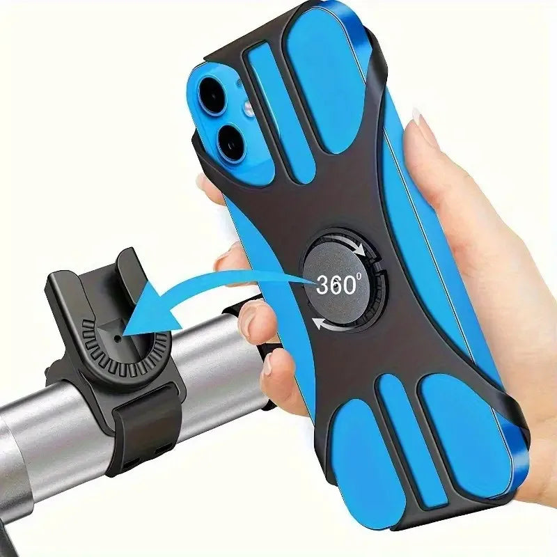 Safe 360 Rotatable Silicone Anti Slip Bike Motorcycle Phone Holder Pull Type Bracket for All Phones Stand Kit Set Case
