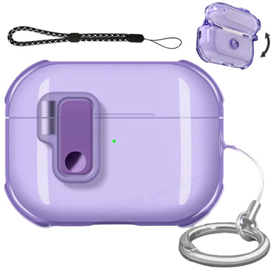 Earphone Case for AirPods Pro 3/Pro 2/4 with Secure Lock Soft TPU Transparent Protective Case with Lanyard for AirPods 4/Pro 3
