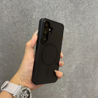 Luxury Matte Magnetic Lanyard Case for Samsung Galaxy S26 S25 Ultra S23 Plus S24 FE Hand Wrist Strap Frosted Shockproof Cover