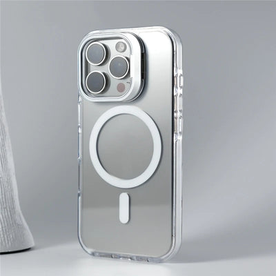Luxury Camera Lens Holder Clear for Wireless Charge Magsafe Cases For iPhone 18Pro 17 16 15Pro Max Clear Shockproof Cover