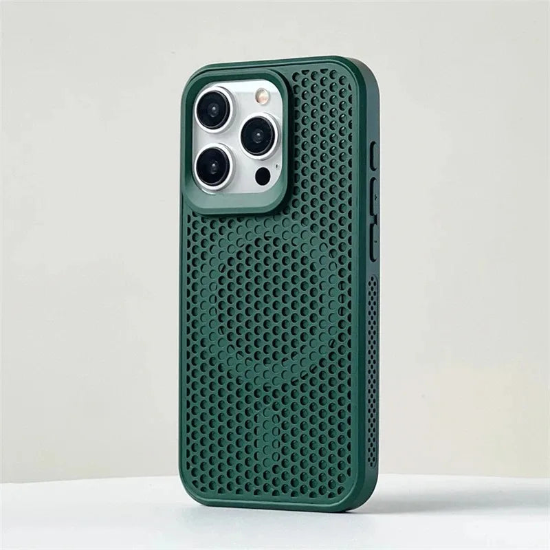 Honeycomb Cooling Heat Dissipation Phone Case For iPhone 17 16 15 14 13 12 18 Pro Max  11 For Magsafe Magnetic Breathable Cover