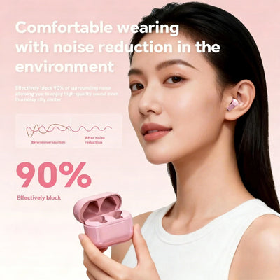 Mini TWS Wireless Bluetooth Earbuds Powerful Active Noise Cancellation Built-In Hands-Free Mic for Music Playback Voice Calls