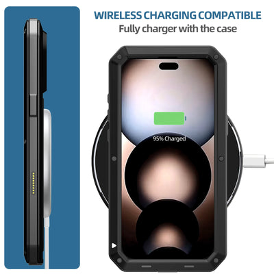 Luxury Heavy Duty Case For iPhone 18 17 16 Pro Max Plus Metal Heavy Duty 360 Full Body Shockproof Armour Protective Cover Fundas