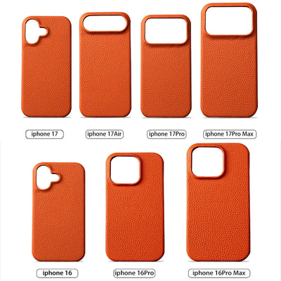 for Magsafe Case for iPhone 17 15 16 18 Pro Max Air Lychee Natural Cowhide Leather Magnetic Protector Luxury Phone Back Cover