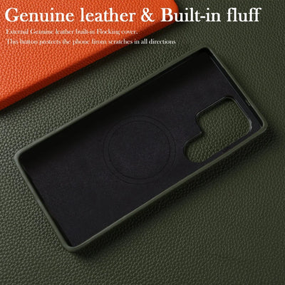 For Magsafe Case Samsung Galaxy S26 Ultra S25FE S23Plus S23Ultra S24 Premium Genuine Leather Cover Magnetic Cases Full Coverage