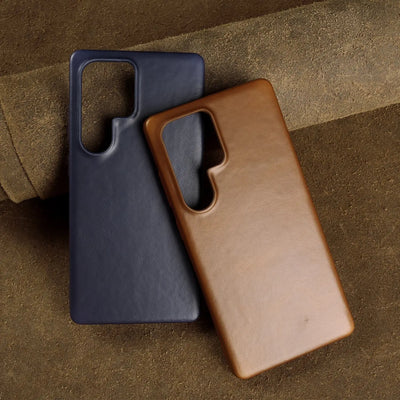 Full Wrapped Magnetic Genuine Leather Phone Case for Samsung Galaxy S25 Edge Cases S24 S23 S22 S21 S26 Wireless Charging Cover