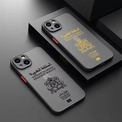 Moroccan Passport Map Matte Transparent For iPhone Case 17 16 15 14 13 12 11 Pro XR XS Max 7 8 Plus Anti-Drop Phone Y2K Cover